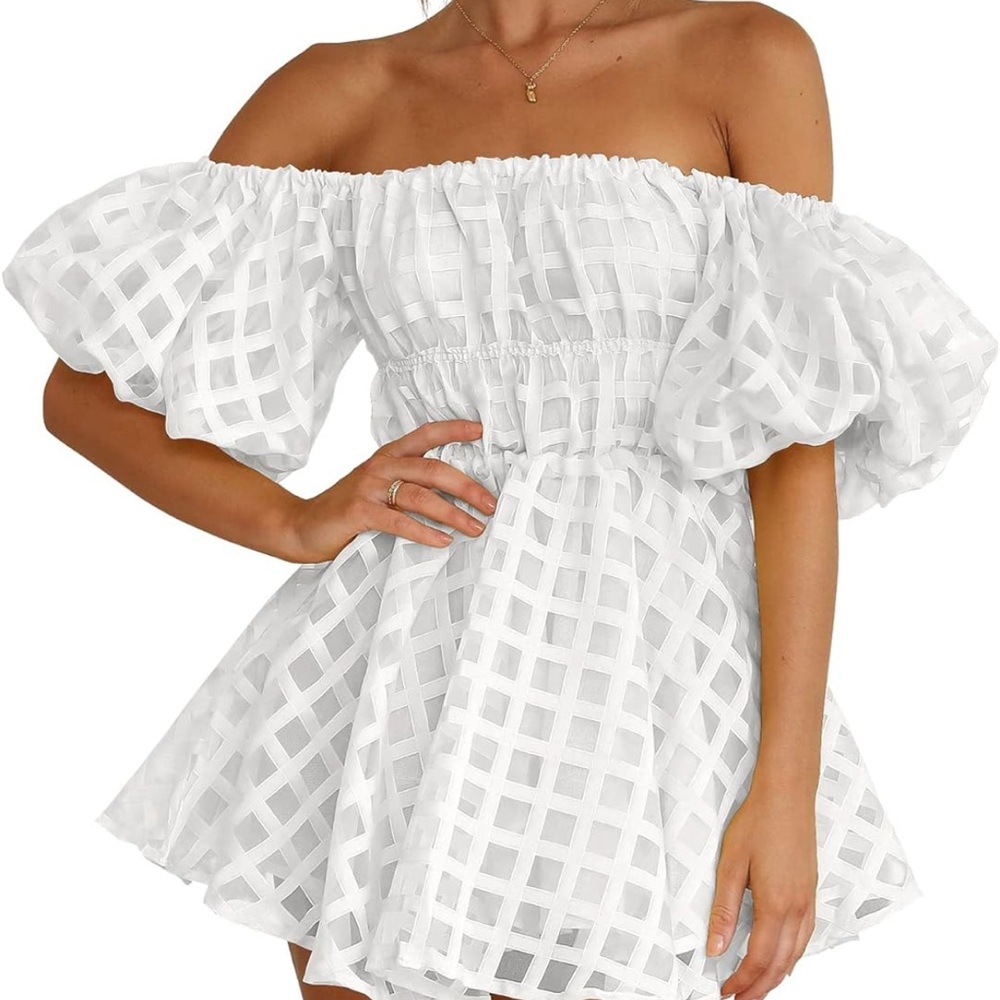 Elegant Off-Shoulder White Dress size XL